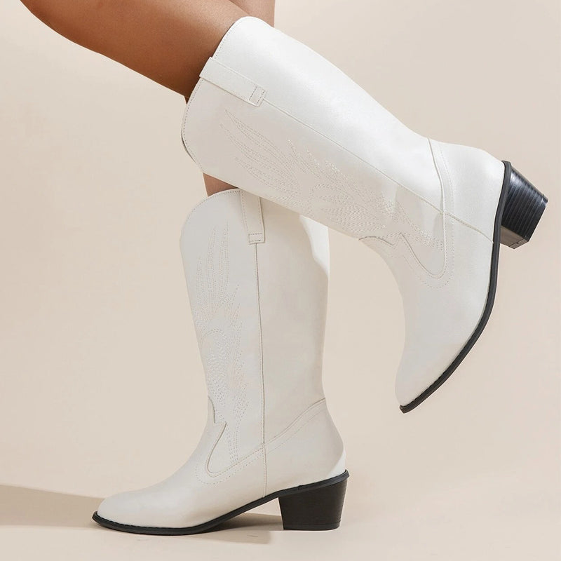 W&W Mode Cowboy-Stiefel | Hochwertige Damenstiefel mit Boho-Print