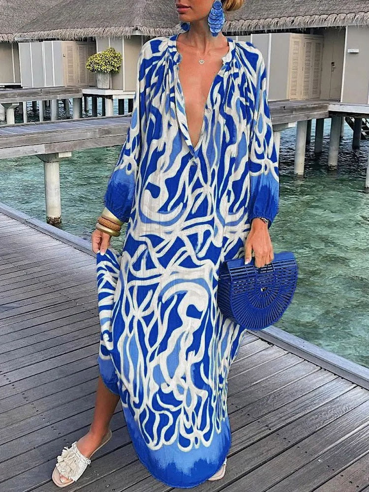 WW | Maxi Kleid Boho mit Langen Ärmeln
