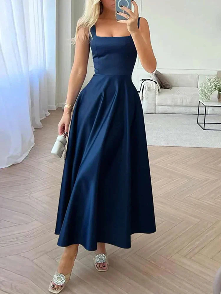 WW | Modernes Ärmelloses Maxikleid Mit Hoher Taille Für Frauen