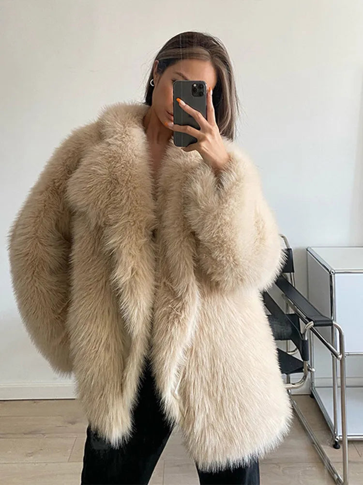 WW - Schlanker Faux Fur Mantel