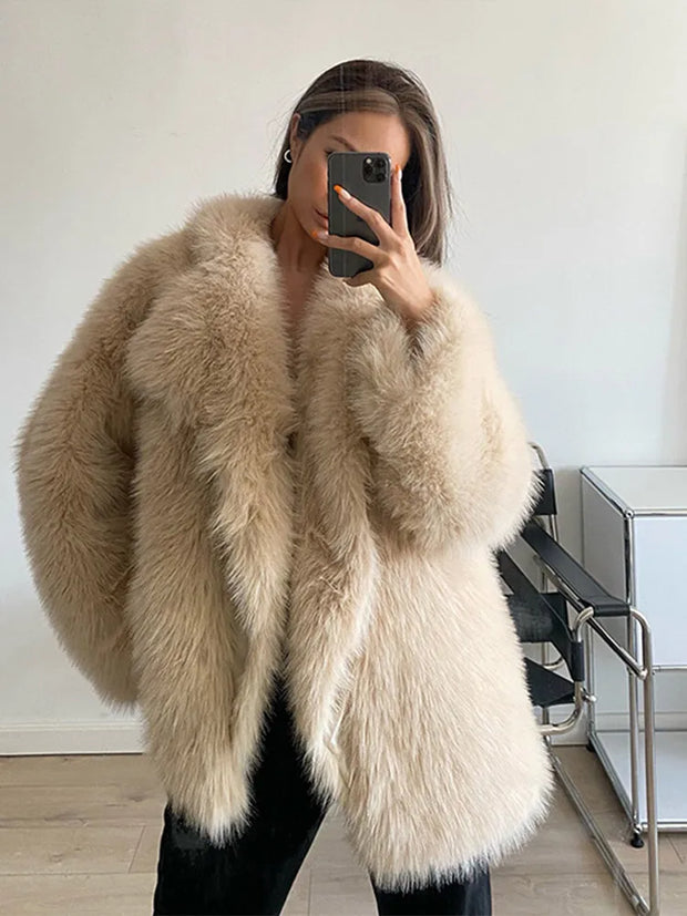 WW - Schlanker Faux Fur Mantel