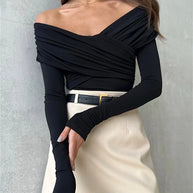 WW Off-Shoulders Bodysuit | Moderner eleganter plissierter Damen-Bodysuit