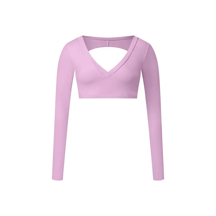 W&W Mode | Sporttop mit langen Ärmeln und V-Ausschnitt für Damen