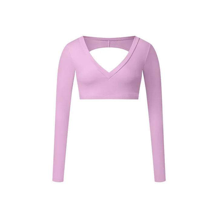 W&W Mode | Sporttop mit langen Ärmeln und V-Ausschnitt für Damen