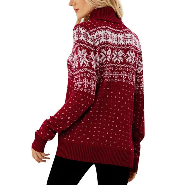 WW - Hässlicher Weihnachtspulli - Vintage Rollkragenpullover mit Schneeflockenmotiv