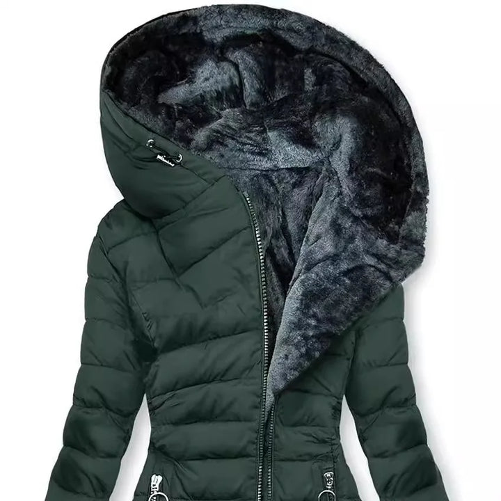 W&W Mode - Wintermantel für Damen - Mit Fellkragen, Kapuze und Reißverschluss