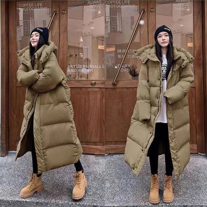 Damen lange Jacke mit Kapuze für kühle Tage