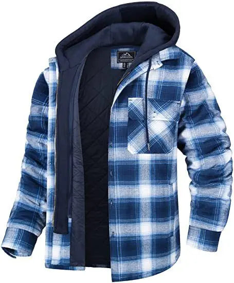 WW | Herren Kapuzen Steppjacke Aus Baumwolle Und Flanell Mit Karo Design