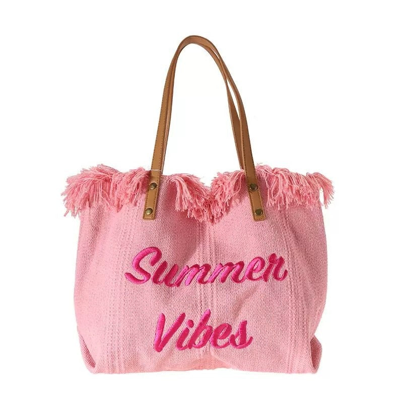 W&W Mode Sommer Vibes Strandtasche | Bunte Strandtasche mit sommerlichem Aufdruck