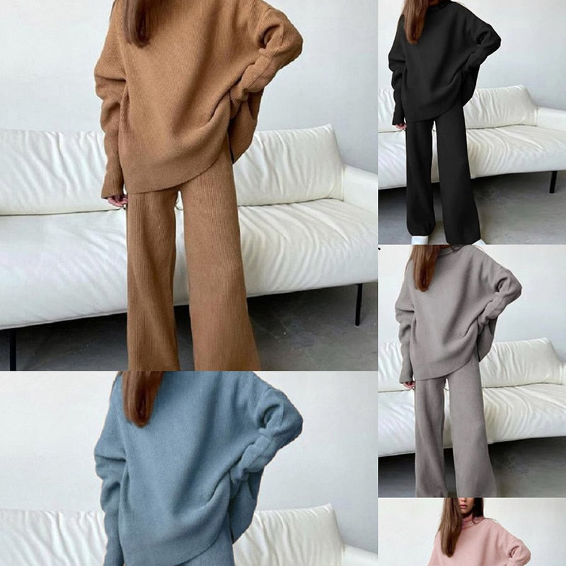 WW | teilige gestrickte Loungewear-Set - stilvolle Damen-Hausmode