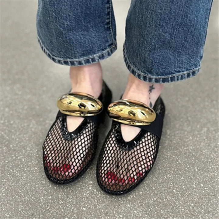 Damen Ballerinas mit Mesh-Obermaterial und elastischem Band