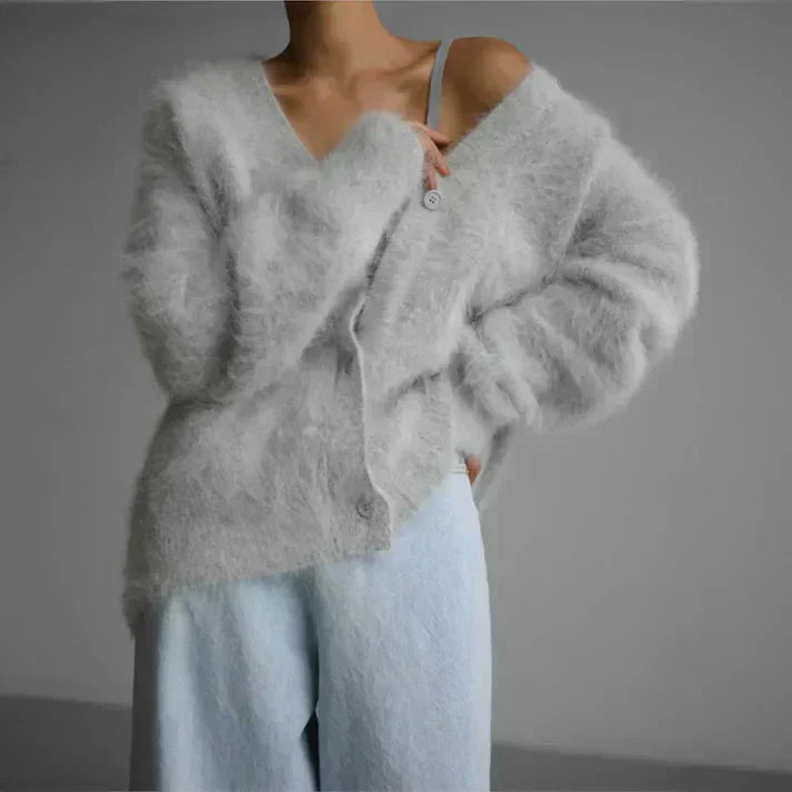 Wolff | Fluffy gestrickte Damenstrickjacke