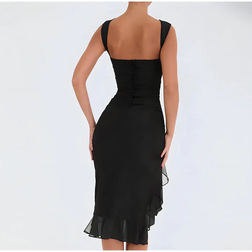 WW - Elegantes Bodycon-Kleid mit Rüschen