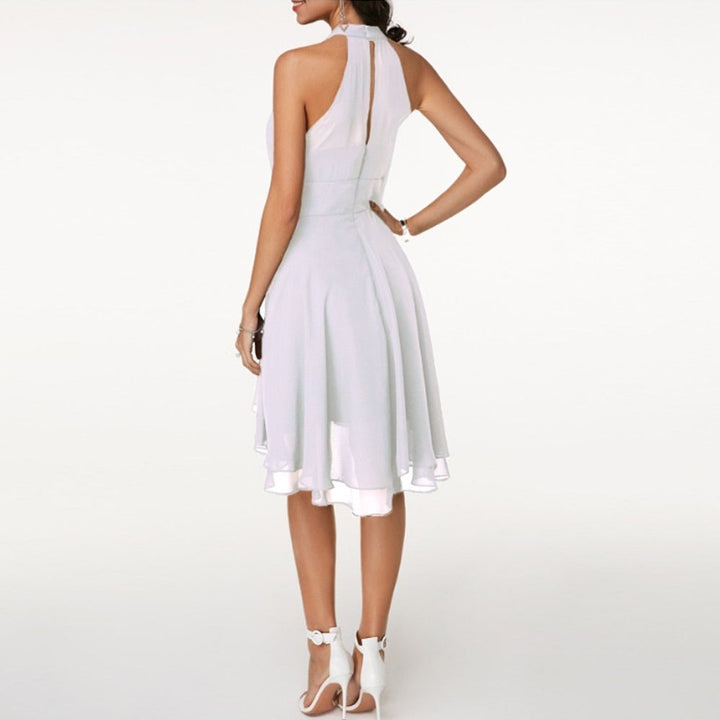 W&W Mode | Lässiges Ärmelloses Rüschenkleid mit Rundhalsausschnitt
