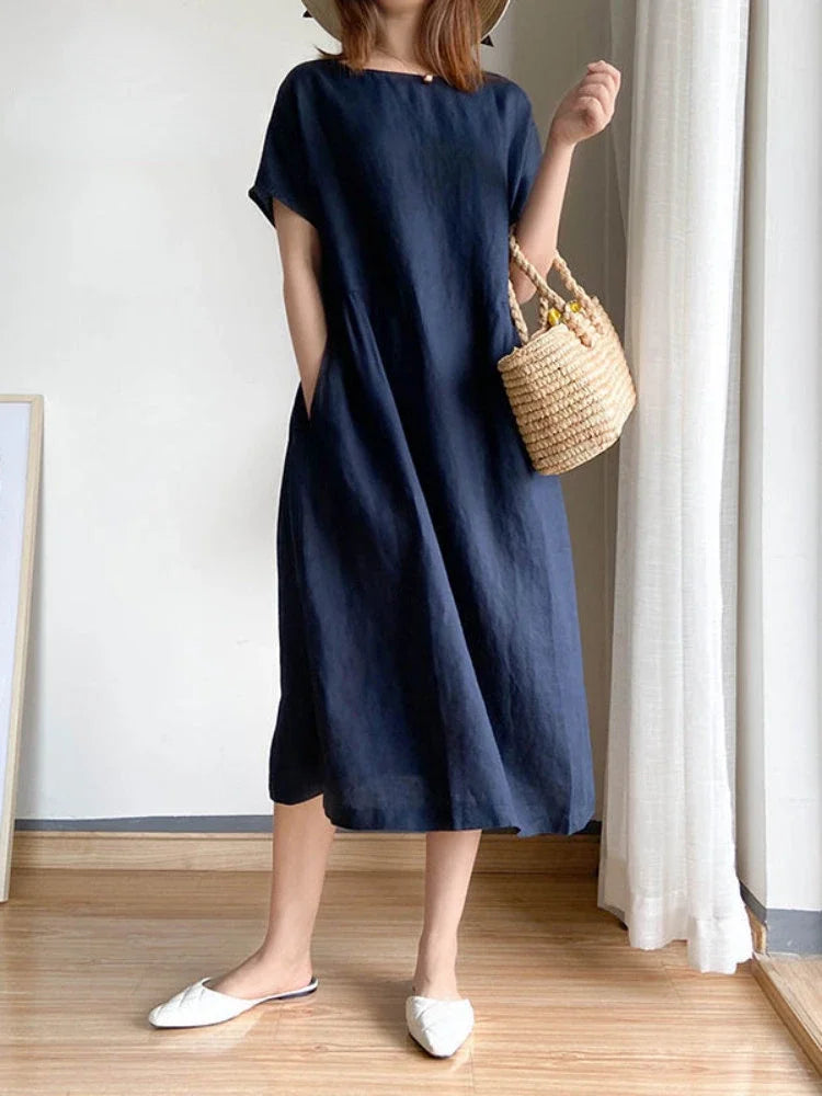 W&W Mode | Einfarbig Midi Kleid Aus