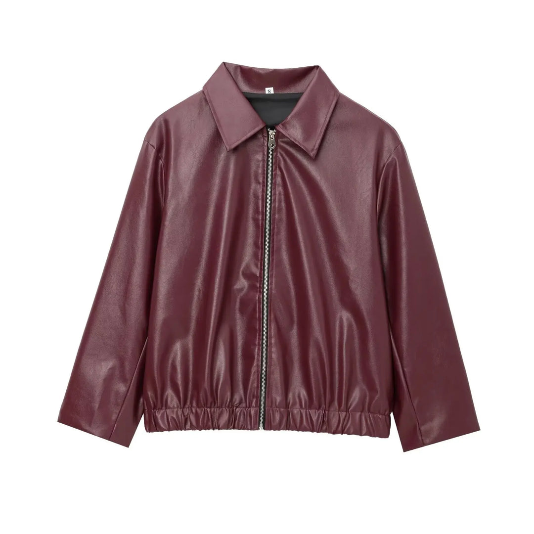 W&W Mode | Lederjacke mit Reißverschluss Vorne und Klassischem Reverskragen