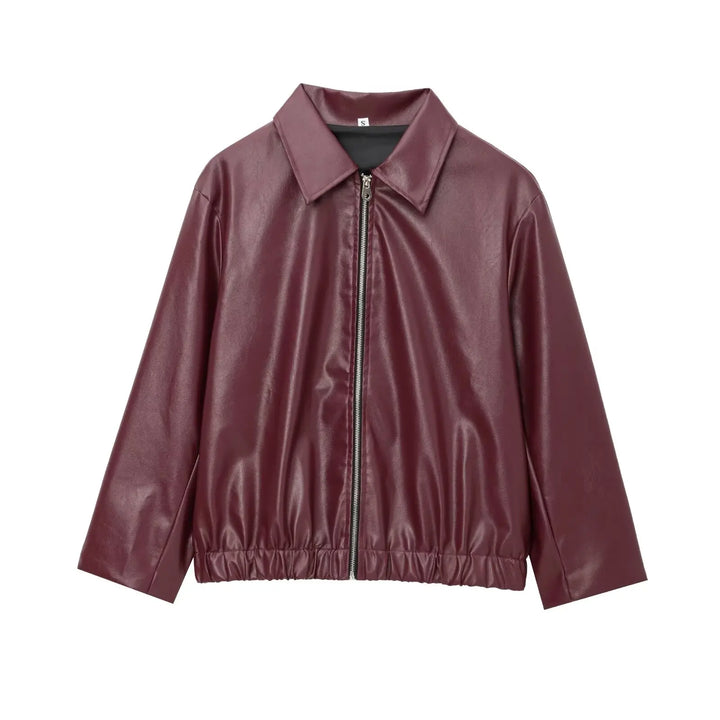 W&W Mode | Lederjacke mit Reißverschluss Vorne und Klassischem Reverskragen