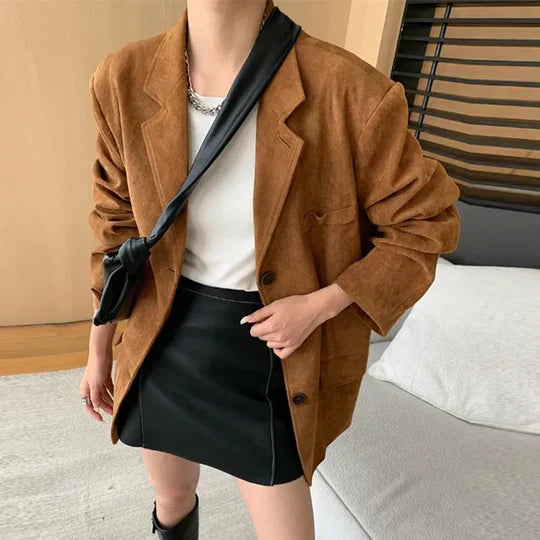 W&W Mode | Retro-Braune Damenjacke