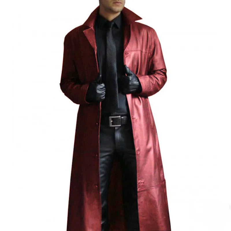WW | Lange Lederjacke Für Herren Mit Kragen
