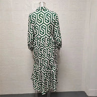 WW | Langarm Maxikleid mit Geometrischem Druck für Frauen Winsett