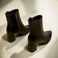 WW - Frauen trendige klobige Absatzstiefel mit spitzem Zehen und wasserdichter Plattform