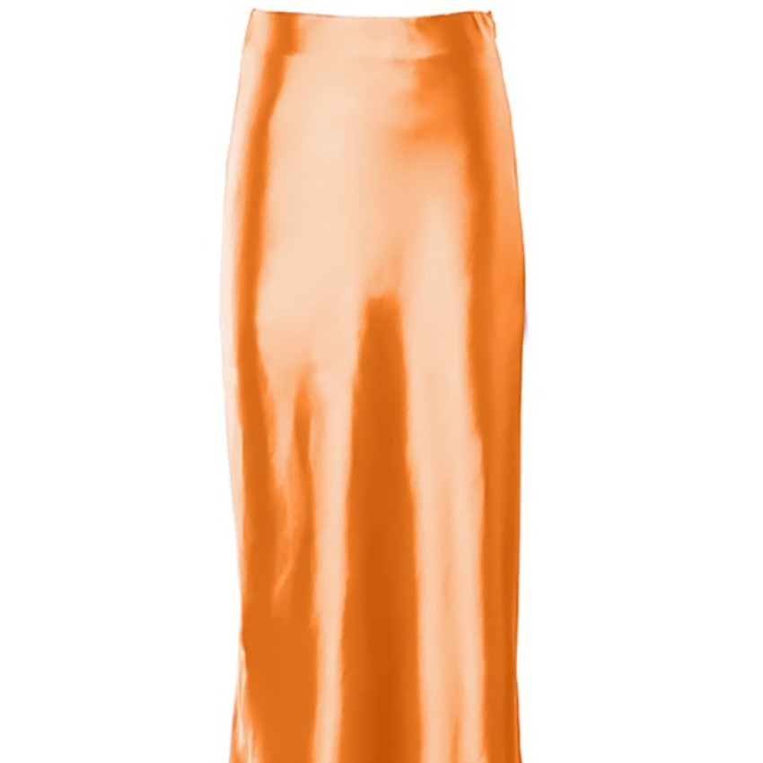 WW | Hochgeschnittener Langer Rock aus Satin-Seide für Frauen