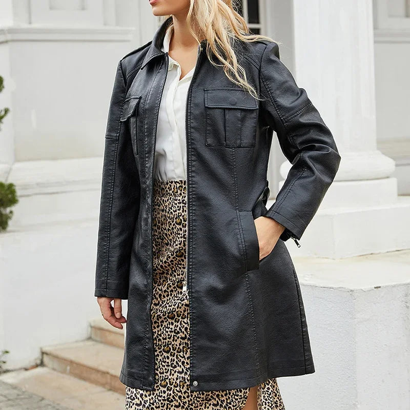 Slim-Jacke aus Kunstleder