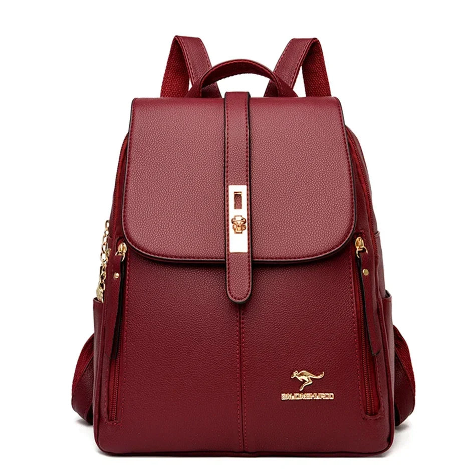 WW | Anti Diebstahl Lederrucksack Für Damen Mit Großem Fassungsvermögen