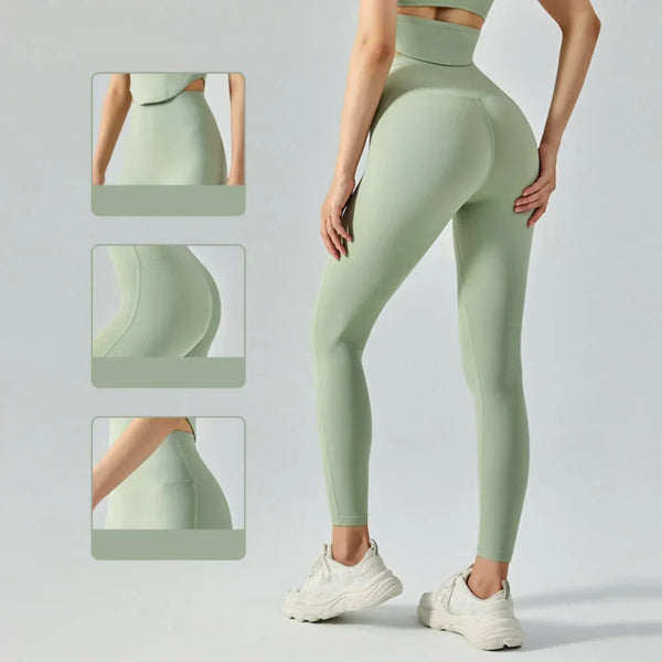 WW | Emily Sportswear Naked Hochtaillierte Tight Yoga Hosen Doppelseitig Gebürstet Pfirsich Po-Hebende Lauf Sport Fitness Leggings