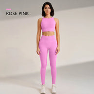 WW | Nahtloses Yoga-satz- Hoch-taillierte Leggings & Top Zweiteiliges Fitness-outfit