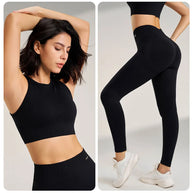 WW | Nahtloses Yoga-satz- Hoch-taillierte Leggings & Top Zweiteiliges Fitness-outfit