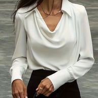WW | weiße Bluse mit Wasserfallkragen