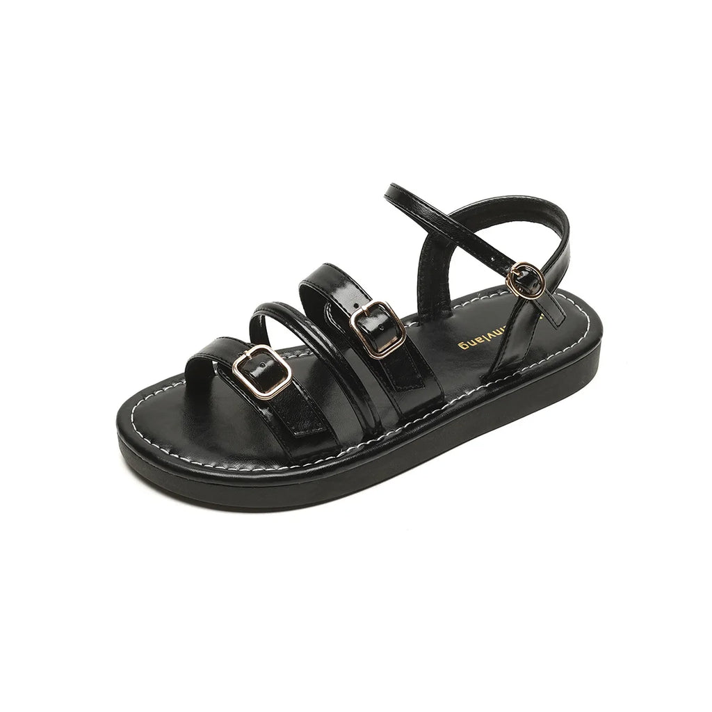 WW | Neue Sommer Damen Outdoor Sandalen Römischer Stil Mode Leder Arbeitsschuhe Damen Lässige Flache Schuhe