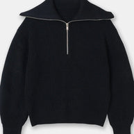 weite Turtleneck Damenpullover mit gestreiftem Revers