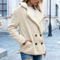 Lässige warme Strickjacke für Damen - Elegante Uni-Farbe