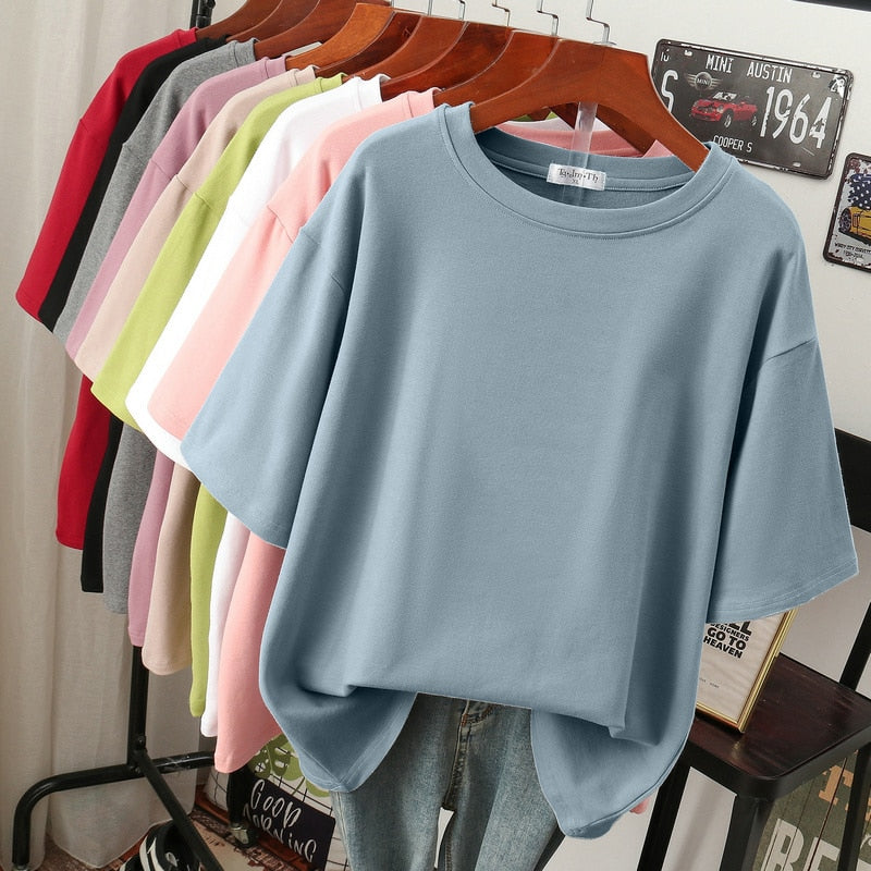 WW Kuscheliges Baumwoll-Basic: Plus-Size T-Shirt für Damen