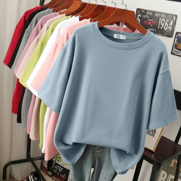 W&W Mode | Kuscheliges Baumwoll-Basic T-Shirt In Übergröße für Frauen