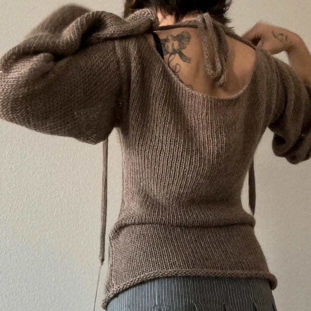 WW | Lockerer Strickpullover mit Glockenärmeln