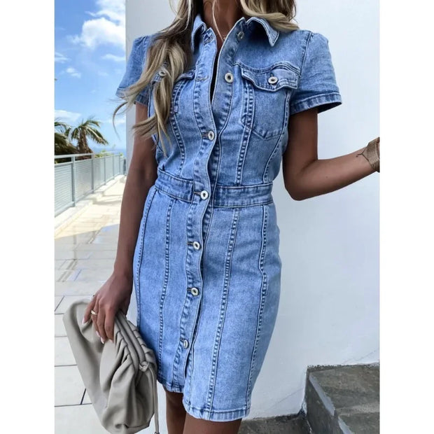 WW | Ulrike Einreihiges Denim-Kleid