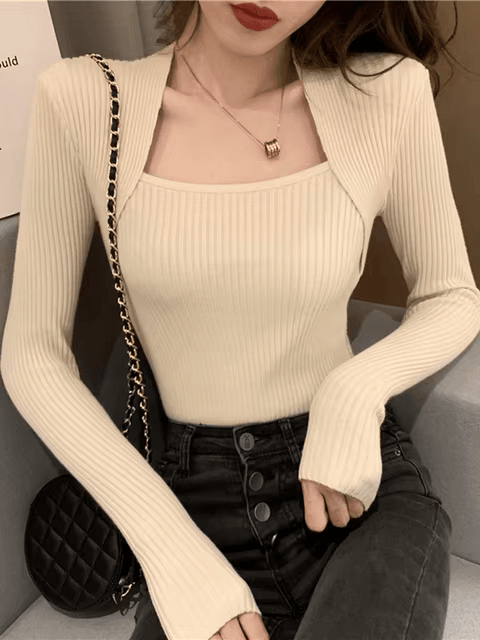 WW | Weicher, Warmer Strickpullover Mit Quadratischem Kragen