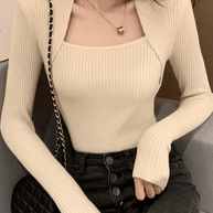 WW | Weicher, Warmer Strickpullover Mit Quadratischem Kragen