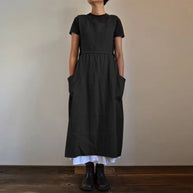 WW | Schürzenkleid aus Leinen- und Baumwollmischung mit Taschen für Frauen Pensacola