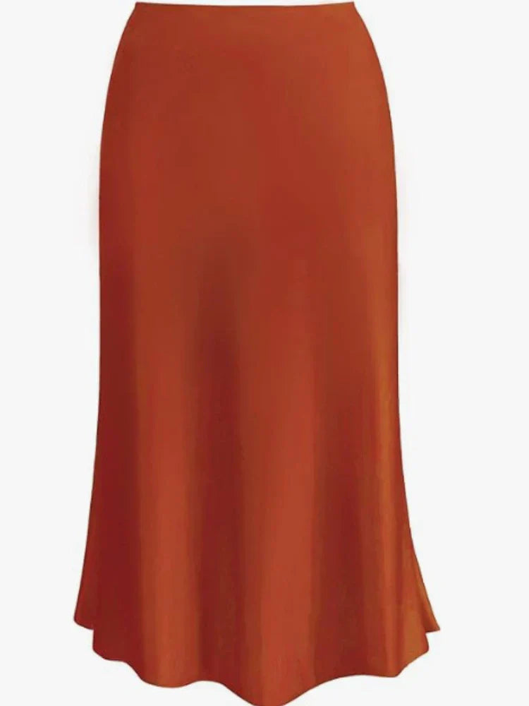 WW | Frauen Satin Seiden Röcke Sommer Frühling Koreanische Mode Kleidung Büro Damen Lange Röcke Elegant Schwarz Maxi Röcke für Frauen