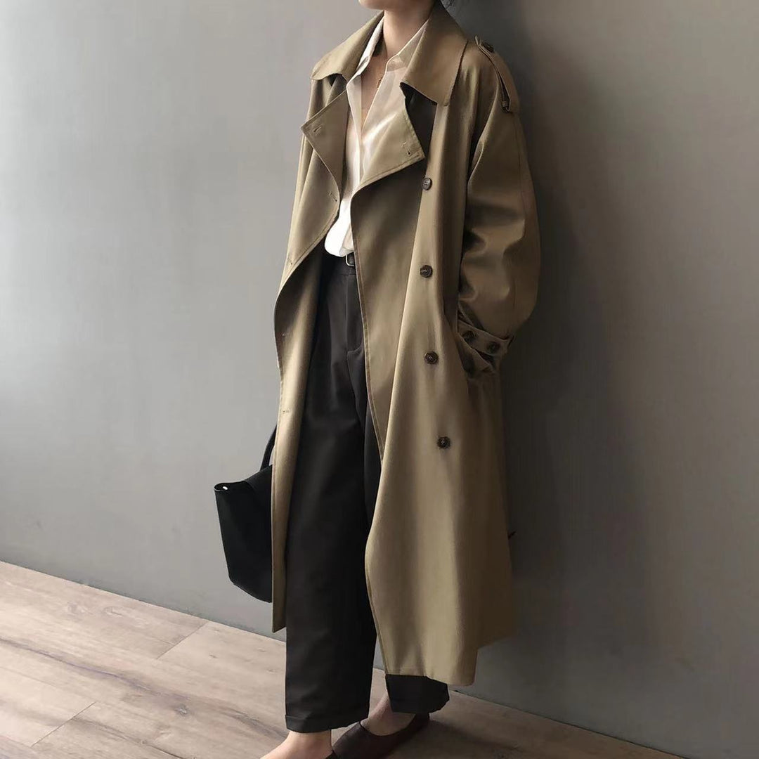 Damen Trenchcoat mit Oversize-Schnitt und doppelreihigem Verschluss