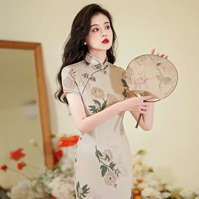 WW | Cheongsam Qipao Mode Kleidung Lässig Elegant Ethnischer Stil Vintage Kleid für Frauen Streetwear Frauen Kleidung Festlich Chinesisch