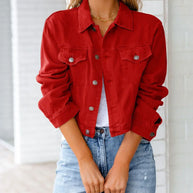 WW | Kurze Taschenjacke Mode Streetwear Einfache Knopf Trend Frauen Denim Jacken Lange Ärmel Herbst Neu Denim Denim Jacken