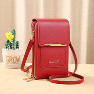 WW Leder Smartphone Clutch | Damen Handtasche mit Touchscreen-Fenster