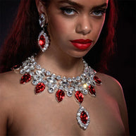 WW | Boho Silber Luxus Rhinestone Wassertropfen Anhänger Choker für Frauen Sexy Kristall Halskrause Statement Halskette Schmuck Zubehör