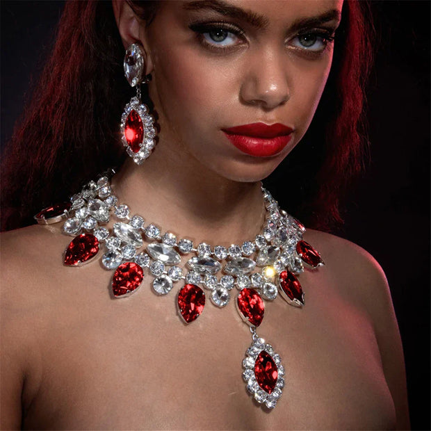 WW | Boho Silber Luxus Rhinestone Wassertropfen Anhänger Choker für Frauen Sexy Kristall Halskrause Statement Halskette Schmuck Zubehör