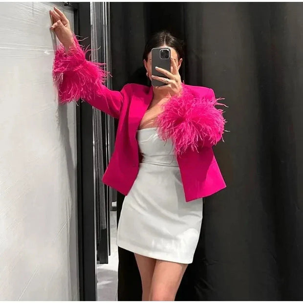 WW | Blazer Mit Federn Für Damen